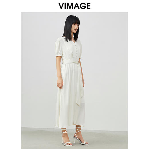 VIMAGE/纬漫纪夏季新款束腰法式高腰连衣裙V1707364 商品图2