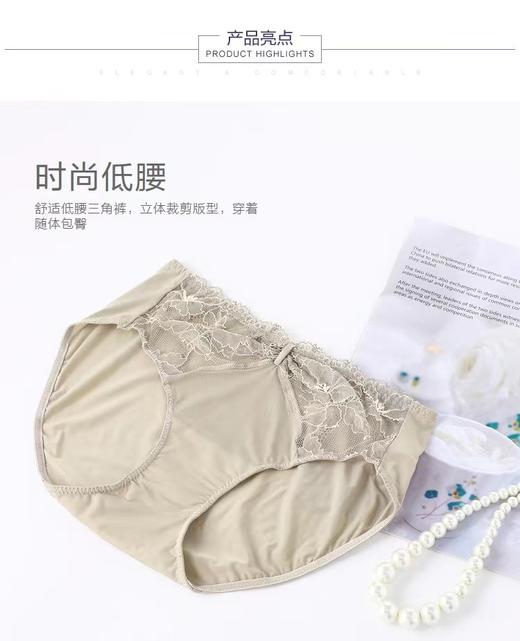 安莉芳性感刺绣蕾丝内裤女士舒适低腰包臀三角裤E200365 商品图0
