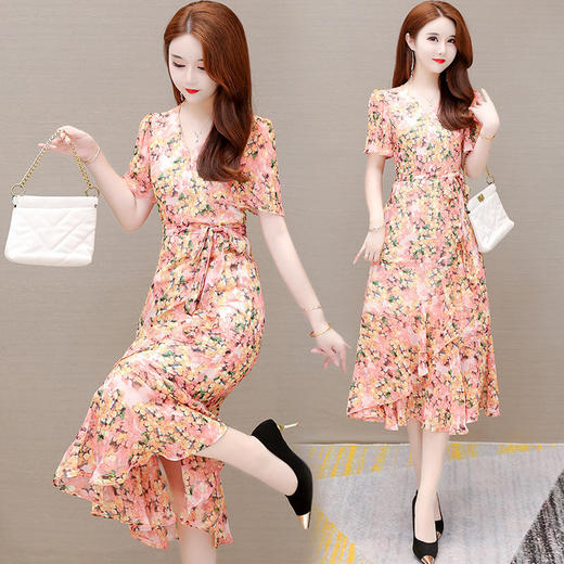 YWE-KED23059夏季新款修身短袖大码气质优雅a字裙 商品图3