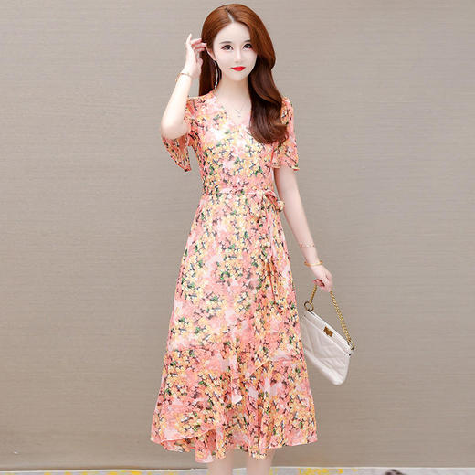 YWE-KED23059夏季新款修身短袖大码气质优雅a字裙 商品图1