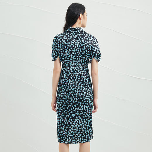 EITIE爱特爱夏季新款短袖立领收腰显瘦印花连衣裙6607370 商品图3