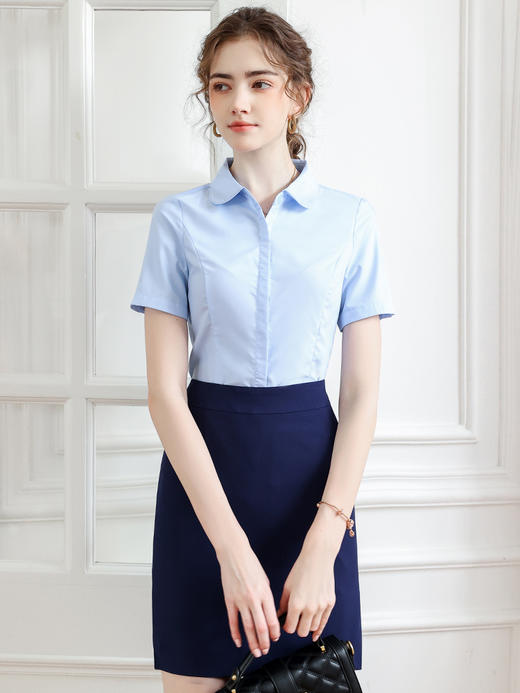 夏季短袖衬衫套装女工装正装衬衣套裙售楼部销售工作服定制绣logo 商品图1