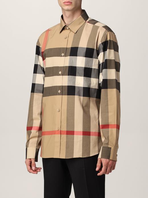 【预定款】Burberry 博柏利 男士大格纹图案经典设计弹力中央开合棉府绸弹棉长袖衬衣 8010213 商品图5