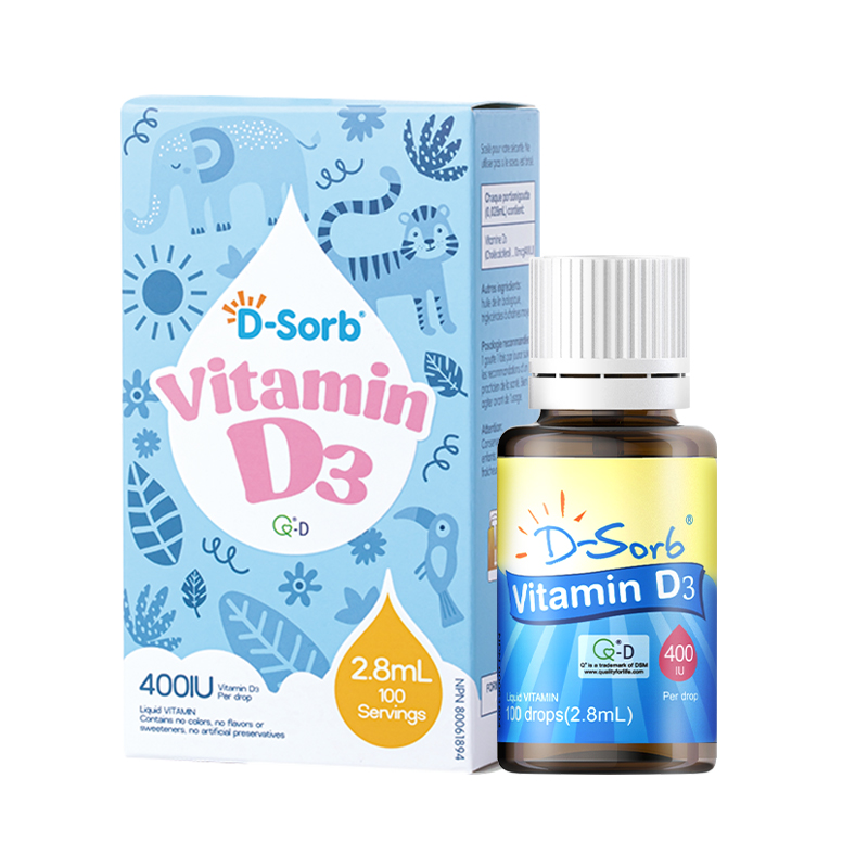 （可用积分抵扣 联系有惊喜）加拿大D-Sorb/滴适宝维生素D3 婴幼儿宝宝滴剂100滴 2.8ml