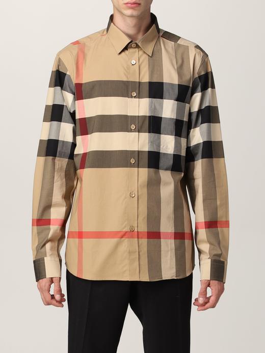 【预定款】Burberry 博柏利 男士大格纹图案经典设计弹力中央开合棉府绸弹棉长袖衬衣 8010213 商品图4