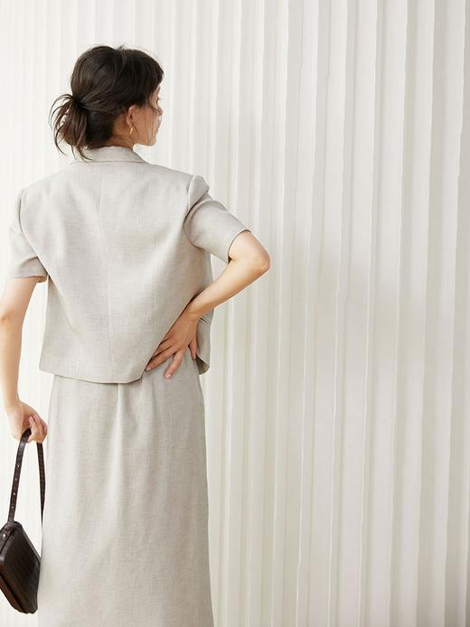 HeyDress醋酸西装外套女法式休闲短袖上衣气质垫肩职业西服 商品图3
