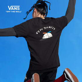 VANS黑色OVERSIZE趣味印花情侣短袖T恤艺术家联名VN0A7YG3BLK