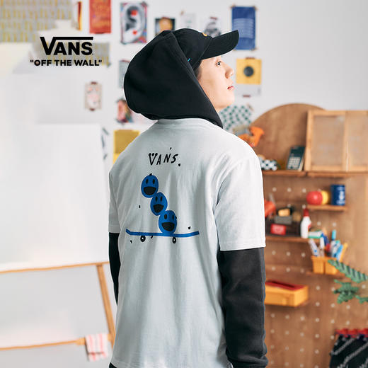 VANS白色OVERSIZE趣味印花情侣短袖T恤艺术家联名VN0A7TQVWHT 商品图0