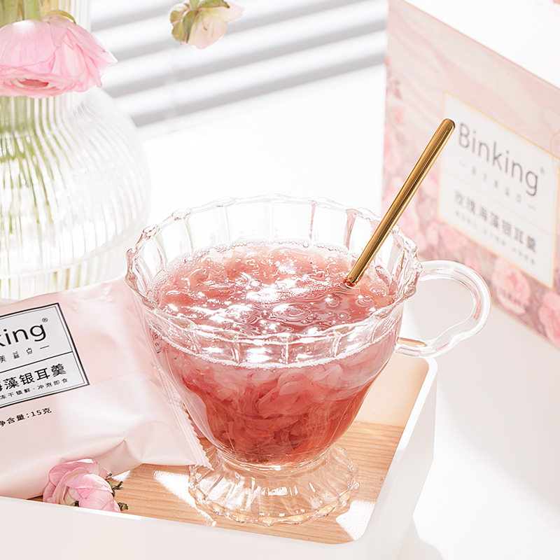 【喝出嘭润美肌】BinKing玫瑰海藻银耳羹 养颜玫瑰 深海海藻 高山银耳 妆食同源 低卡低糖 冻干免煮 冲泡即食 90g*6包/盒.01