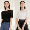 玳莎纯棉针织衫修身女新款轻薄微透设计感圆领短袖上衣  CB33101 商品缩略图2