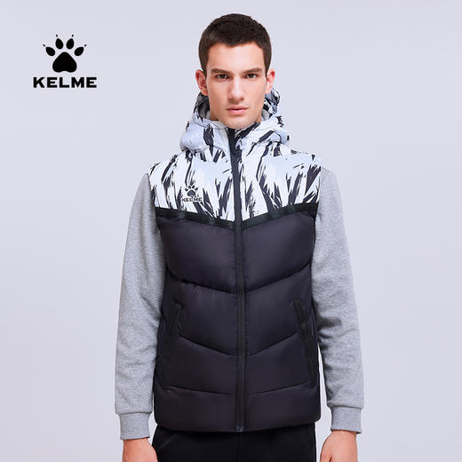 卡尔美男式棉马甲足球运动训练坎肩迷彩拼接防风防寒外套春 商品图0