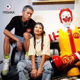 MISHKA大眼球 x BOGY合作系列2022春夏麦当劳叔叔印花短袖T恤男女M21100062M