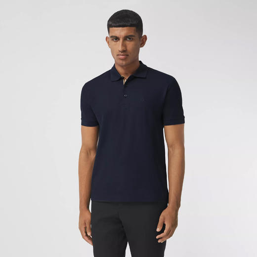 Burberry 博柏利 男士海军蓝（藏青色）专属标识装饰 珠地网眼布 棉质 Polo 衫T恤 8014004 商品图1