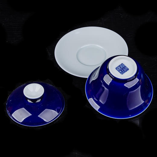 【宝瓷林】天青、豆青、明黄、紫金、祭蓝、玫瑰红颜色釉盖碗 商品图4