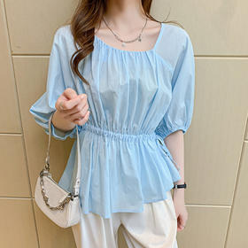 韩版宽松，设计感小众不规则荷叶边薄棉上衣衬衫娃娃衫KQL-6820A