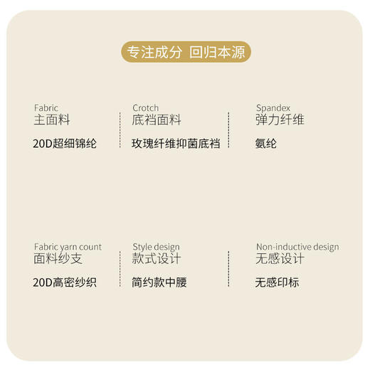 【LIUMO柳沫】20D超细冰丝女士内裤玫瑰纤维底裆中腰女内采用20D超细锦纶冰丝面料制作，手感超柔舒适，不易勾丝 商品图1