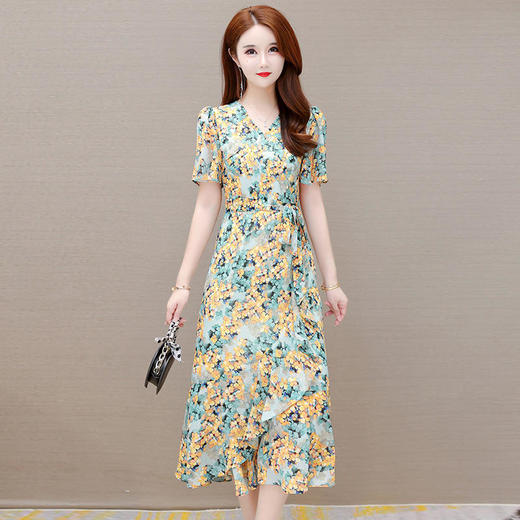 YWE-KED23059夏季新款修身短袖大码气质优雅a字裙 商品图5