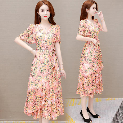 YWE-KED23059夏季新款修身短袖大码气质优雅a字裙 商品图0
