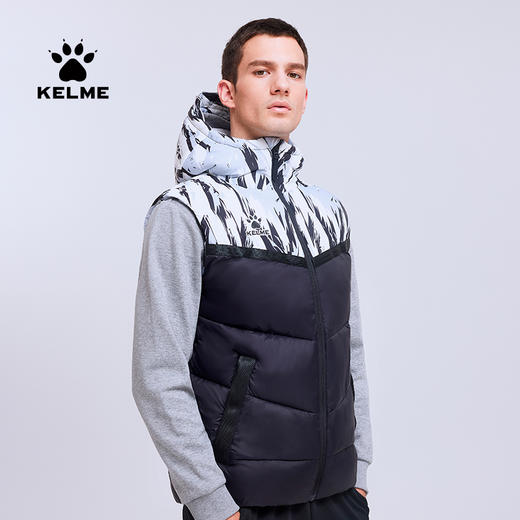 卡尔美男式棉马甲足球运动训练坎肩迷彩拼接防风防寒外套春 商品图2