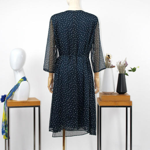 FOCALS福柯斯夏季圆领七分袖雪纺印花中长款连衣裙F2YBX357GV 商品图2