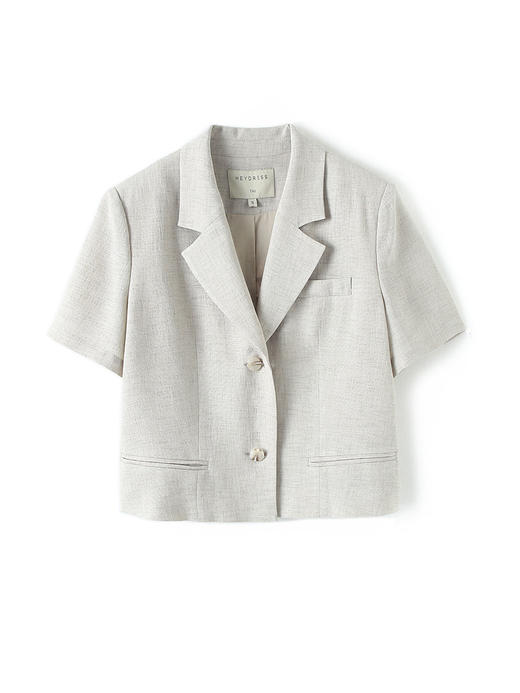 HeyDress醋酸西装外套女法式休闲短袖上衣气质垫肩职业西服 商品图4