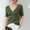 【JANNAH】夏季羊毛V领开衫短袖NJR-2006 商品缩略图1