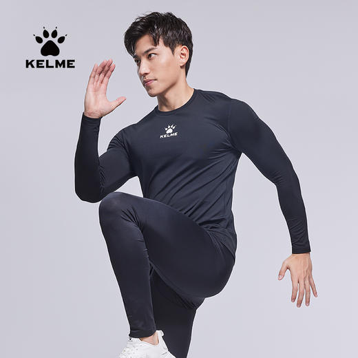卡尔美紧身衣男加绒加厚新款长袖T恤保暖打底衫足球健身衣冬 商品图1