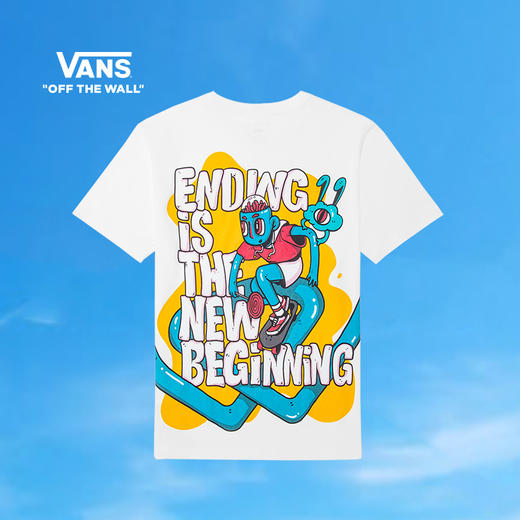 VANSOVERSIZE趣味印花情侣短袖T恤艺术家联名VN0A7TQKWHT 商品图0