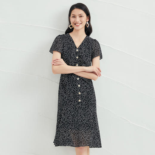 EITIE爱特爱夏季新款透视时尚波点轻薄连衣裙中长款6607324 商品图8