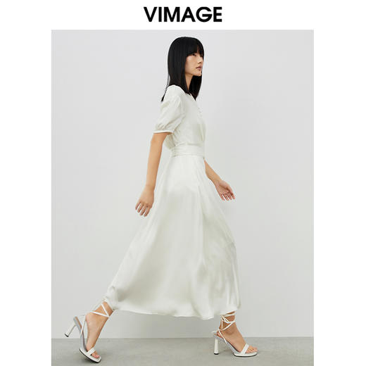 VIMAGE/纬漫纪夏季新款束腰法式高腰连衣裙V1707364 商品图3