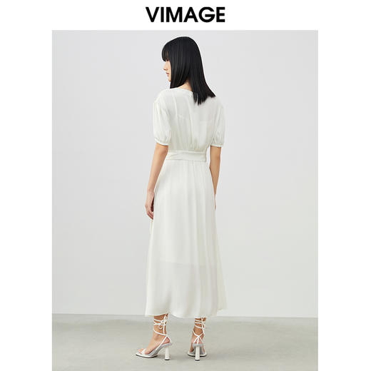 VIMAGE/纬漫纪夏季新款束腰法式高腰连衣裙V1707364 商品图5