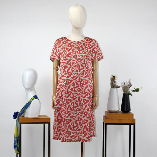 FOCALS福柯斯夏季圆领短袖印花中长款修身连衣裙FRGBX217JV 商品图4