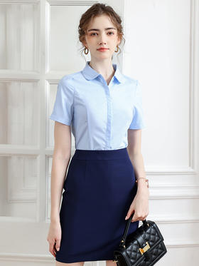 夏季短袖衬衫套装女工装正装衬衣套裙售楼部销售工作服定制绣logo