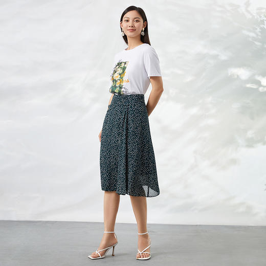 下架-EITIE爱特爱夏季新款时尚复古波点印花A字垂感半身裙女裙6606302 商品图4