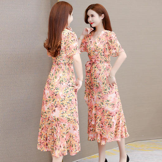 YWE-KED23059夏季新款修身短袖大码气质优雅a字裙 商品图4