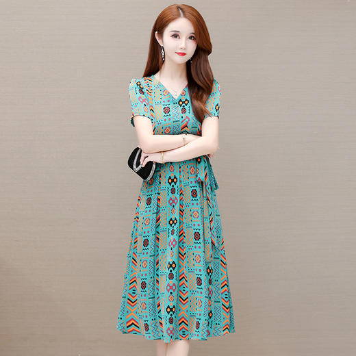 YWE XBY22A63碎花连衣裙气质优雅中长款裙 商品图3