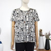 FOCALS女装夏季新款桑蚕丝圆领短袖印花衬衫T恤上衣FRRBN203NE 商品缩略图0
