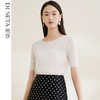 玳莎纯棉针织衫修身女新款轻薄微透设计感圆领短袖上衣  CB33101 商品缩略图0