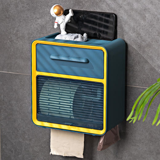 【网红同款】创意浴室卫生间纸巾盒厕所纸巾架 防水置物架免打孔壁挂-W仓 商品图0