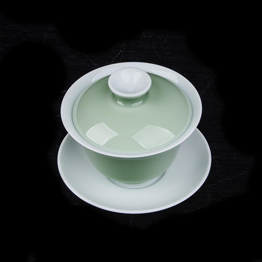 【宝瓷林】天青、豆青、明黄、紫金、祭蓝、玫瑰红颜色釉盖碗 商品图3