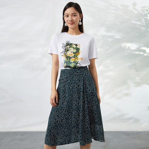 下架-EITIE爱特爱夏季新款时尚复古波点印花A字垂感半身裙女裙6606302 商品图3