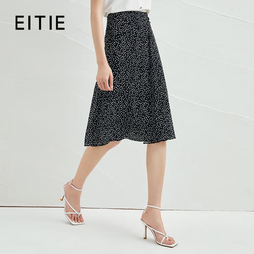 下架-EITIE爱特爱夏季新款时尚复古波点印花A字垂感半身裙女裙6606302 商品图1