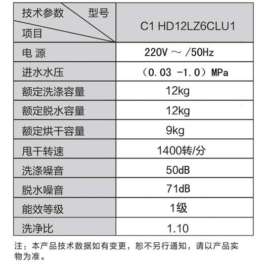 卡萨帝（Casarte）洗衣机C1 HD12LZ6CLU1 商品图11