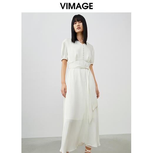 VIMAGE/纬漫纪夏季新款束腰法式高腰连衣裙V1707364 商品图0