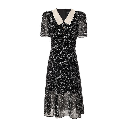 EITIE爱特爱夏季新款娃娃领波点中长款收腰泡泡袖连衣裙6607325 商品图9