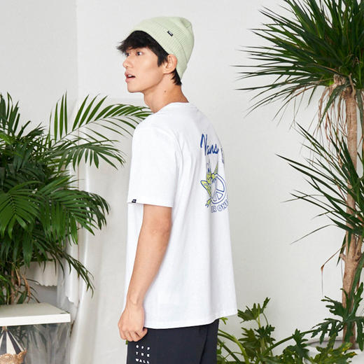 VANS男女情侣短袖T恤夏季宽松彩色图案和平青蛙白色VN0A7PZHWHT 商品图4