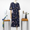FOCALS福柯斯夏季圆领短袖雪纺抽象印花中长款连衣裙F2YBX257BV 商品缩略图1