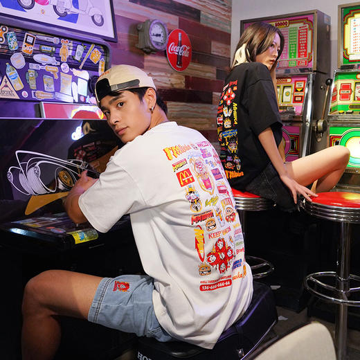 MISHKA大眼球 x BOGY合作系列 2022春夏 麦当劳主题印花短袖T恤M21100061M 商品图1