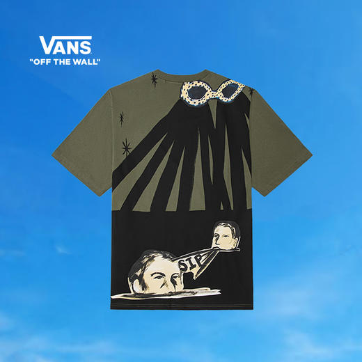 VANS军绿色OVERSIZE趣味印花情侣短袖T恤艺术家联名VN0A7TR3KCZ 商品图0