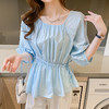韩版宽松，设计感小众不规则荷叶边薄棉上衣衬衫娃娃衫KQL-6820A 商品缩略图1